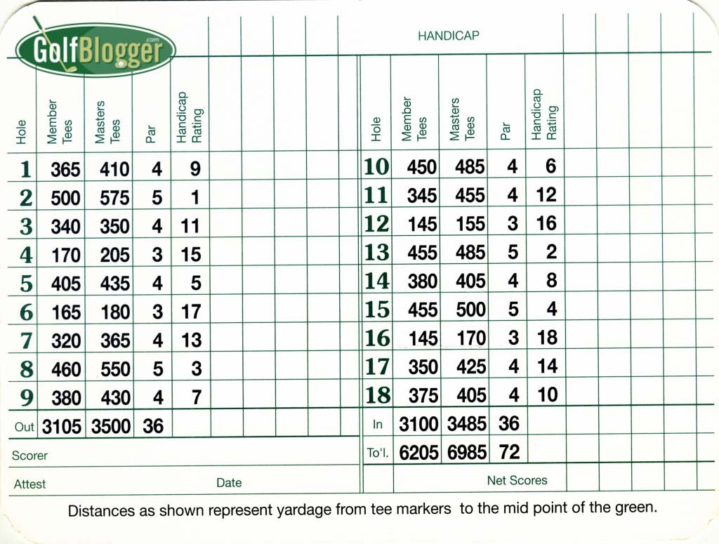 Augusta National Scorecard GolfBlogger Golf Blog