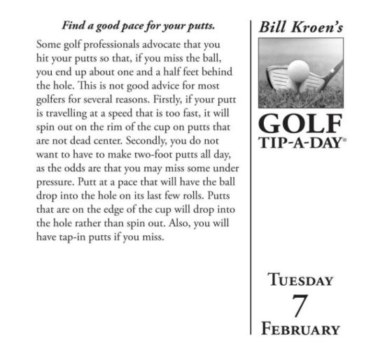 Bill Kroen's Golf TipaDay 2017 DaytoDay Calendar GolfBlogger Golf